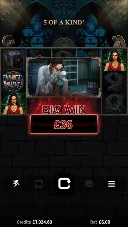 Immortal Romance slot on mobile phone